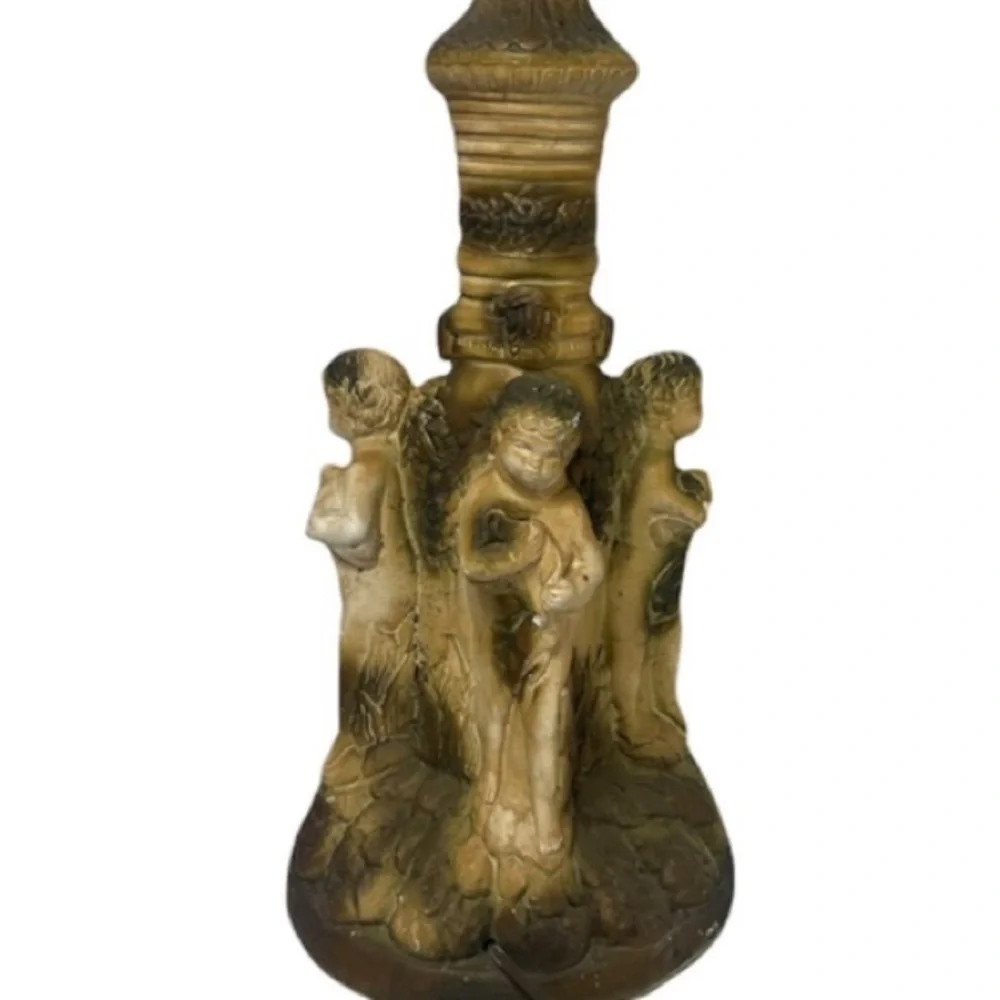 Antique Italian Sculpture Art Lamp Base Glorious Angel Cherubs Made in Italy - Picture 14 of 16